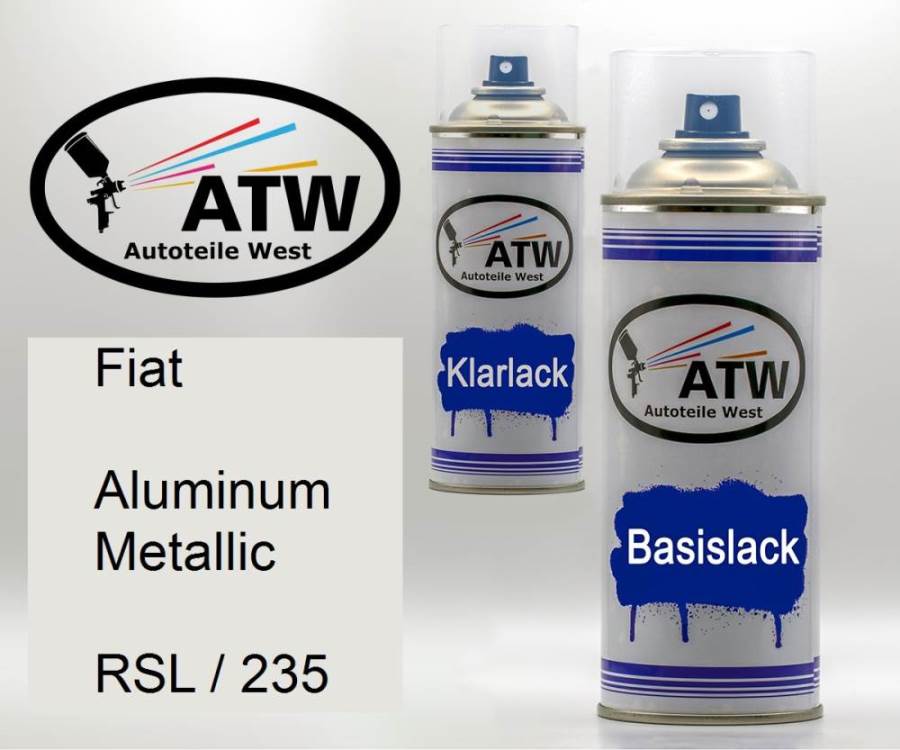 Fiat, Aluminum Metallic, RSL / 235: 400ml Sprühdose + 400ml Klarlack - Set, von ATW Autoteile West.